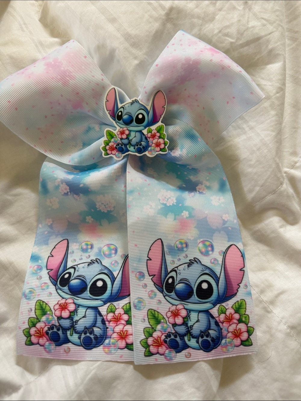Cute Blue Stitch Kids Hair Bow